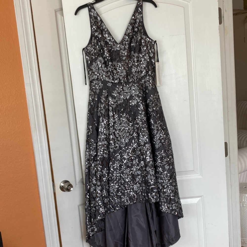 Grey and silver beaded dress or gown.